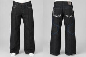 Red Ape Authentic Jeans Mens 38 Black Cargo Baggy Bootcut Y2K Hip Hop Denim